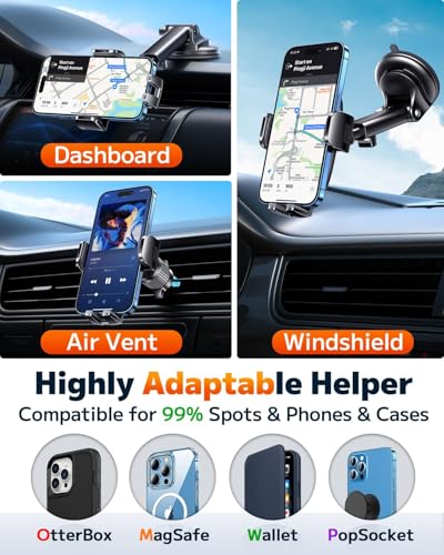 Qifutan Car Phone Holder Mount Phone Mount for Car Windshield - Product Imagery