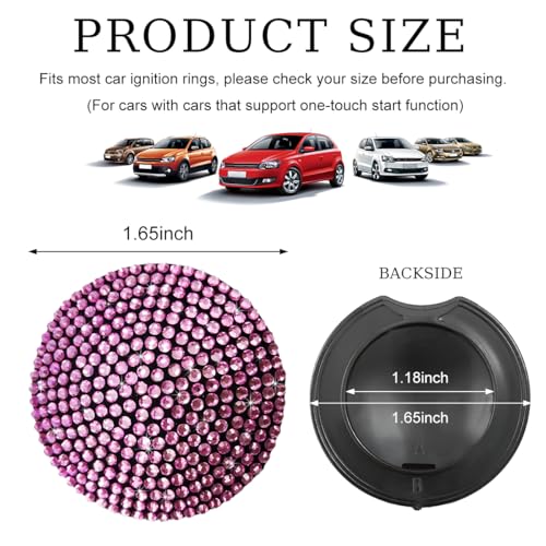 povtii Car Start Stop Button Cover, Anti-Scratch Bling Push - Product Imagery