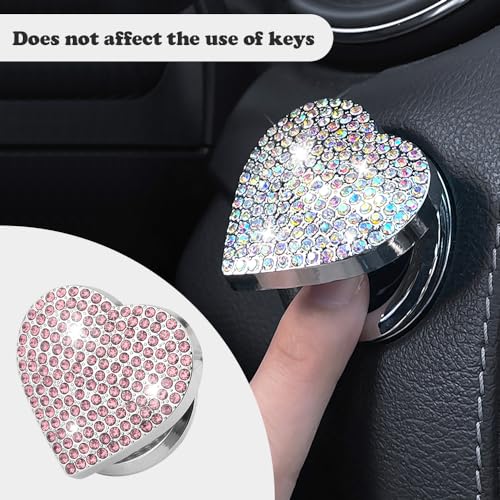 Bling Push Start Button Cover with Rhinestone,Heart Push to - Product Imagery