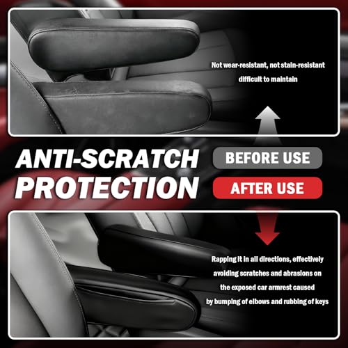 2PCS Leather Arm Rest Cover for Car with Side Pocket,Soft & - Product Imagery