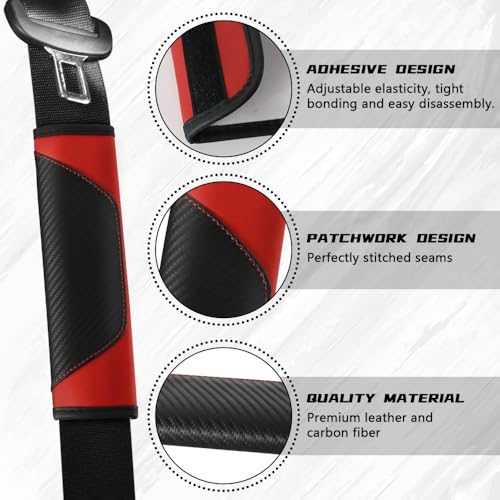 2PCS Car Seat Belt Cover Pads, Seatbelt Shoulder Cushion (Red) - Product Imagery