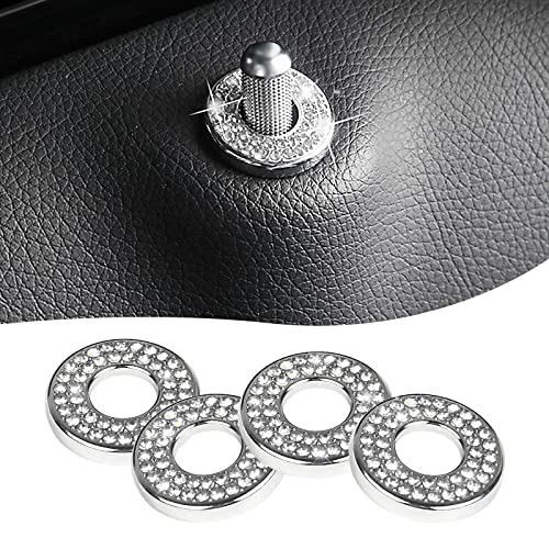 4 Pack Bling Car Inner Door Lock Covers, Rhinestones Pull Rod - Product Imagery