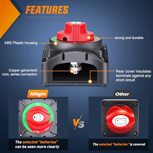 Nilight 600A 1-2-Both-Off Battery Switch 12-48V Power Cut Master - Product Imagery
