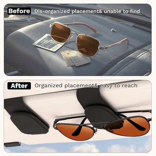 BFXM Sunglass Holder for Car, Car Accessories Interior, Leather - Product Imagery