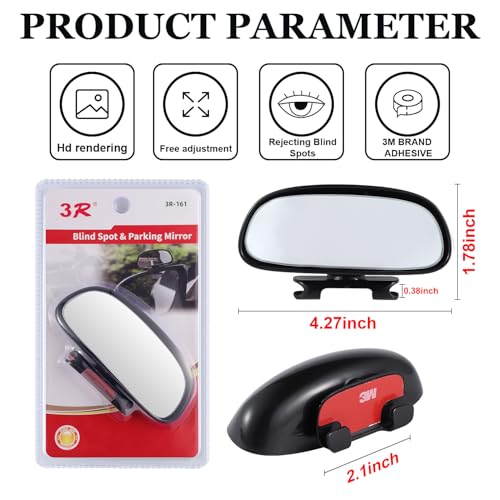LivTee Blind Spot Mirror, HD Glass Frameless Convex Rear View - Product Imagery