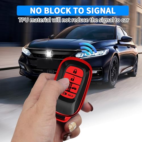 QBUC for Honda Key fob Cover(red, 5 Buttons), Soft TPU - Product Imagery