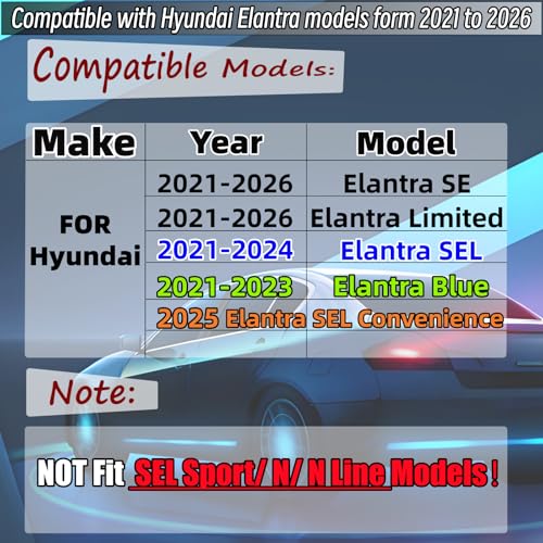 Rear Spoiler Wing Fit for Hyundai Elantra 2021-2026 Accessories - Product Imagery