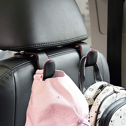 2 Pack Car Headrest Hooks, Microfiber Leather & Alloy Purse Hook - Product Imagery