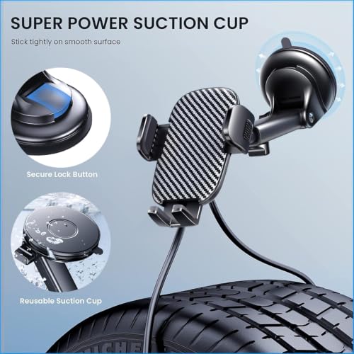 Phone Mount for Car Phone Holder [Military-Grade Suction & - Product Imagery