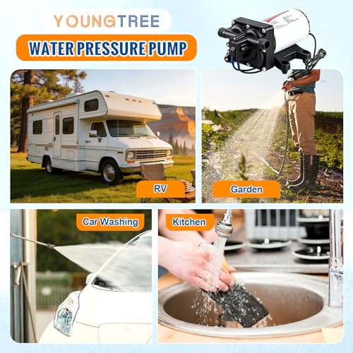 YOUNGTREE Water Pressure Diaphragm Pump 110V AC 5.5GPM 70PSI RV - Product Imagery