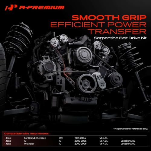 A-Premium Engine Serpentine Belt Drive Kit Compatible with Jeep - Product Imagery
