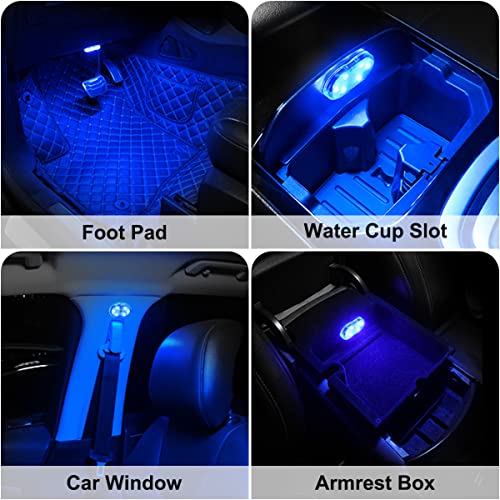 4Pcs Car LED Lights Interior Wireless, 7 Colors Interior Car - Product Imagery