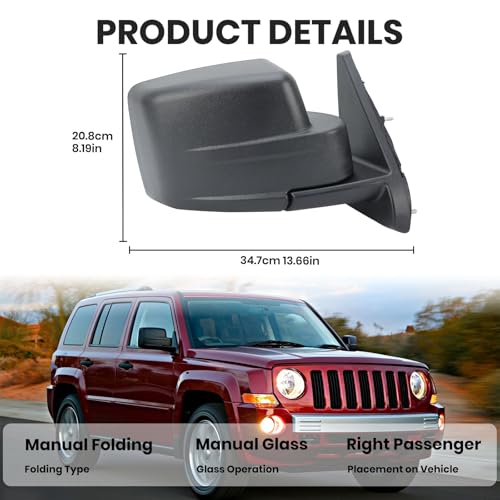 Right Passenger Side Mirror Compatible with Jeep Patriot - Product Imagery