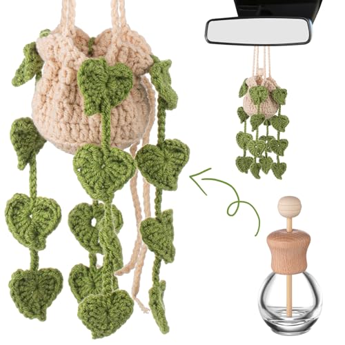 DaisyInner Crochet Hanging Plant for Car,Green,Leave - Product Imagery