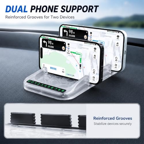 All-in-1 Dashboard Phone Holder, with Parking Number Plate, PVC - Product Imagery
