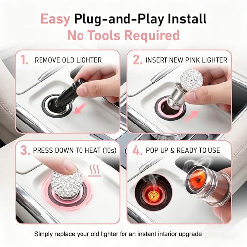 Bling Car Cigarette Lighter Plug, Rhinestone Decorative - Product Imagery