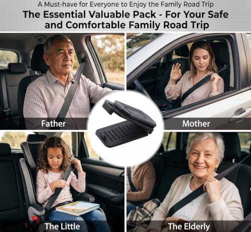 4 Pack Seat Belt Clips, Black Shoulder Strap Position Adjusters - Product Imagery