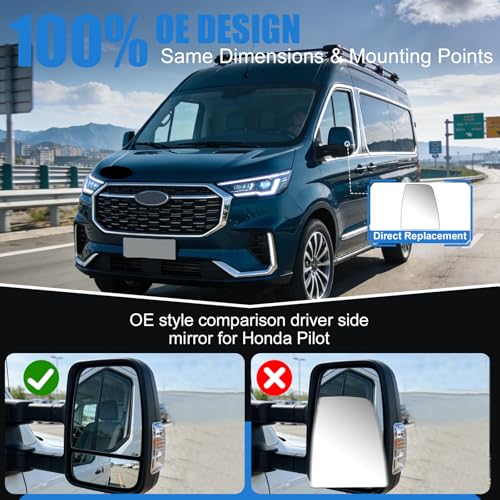 Passenger Side Upper Mirror Glass for 2015-2023 Ford Transit 150 - Product Imagery