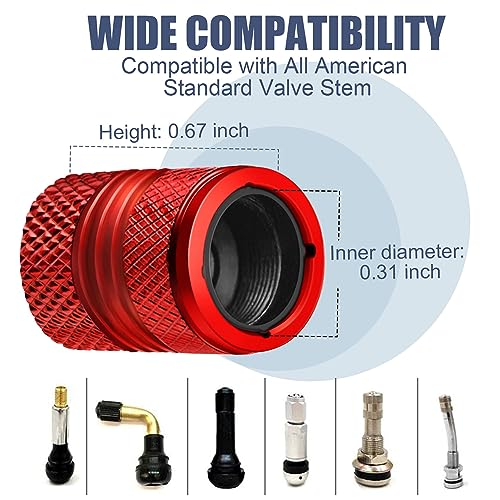 Tire Valve Stem Caps - 4 Pack Anti-Corrosion Premium Anodized - Product Imagery