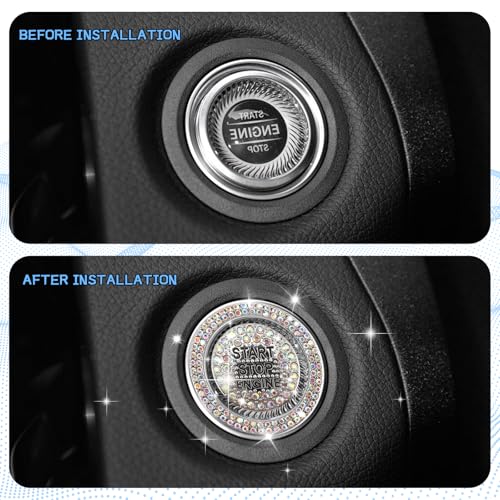 2PCS Rhinestone Push Start Button Cover Bling Car Accessories - Product Imagery