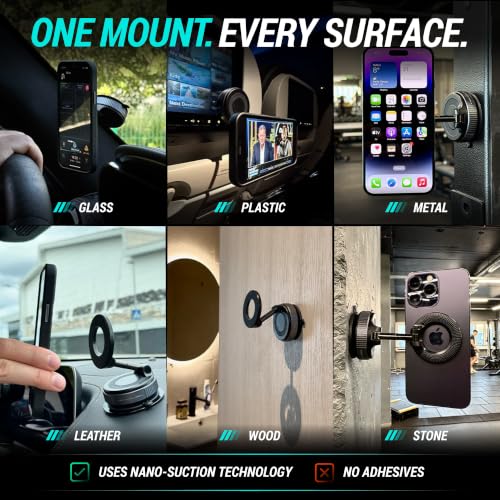 CARMOUNT Clutch-X™ Black – Vacuum Phone Mount Suction Cup Car - Product Imagery