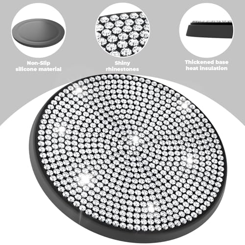 BFXM 2 PCS Bling Cup Holder Coaster, 2.75“ Silicone Diamond Car - Product Imagery