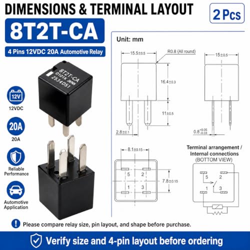Relay 8T2T-CA (Set of 2) - 8T2T-CA 0101K 12VDC 20A Automotive - Product Imagery