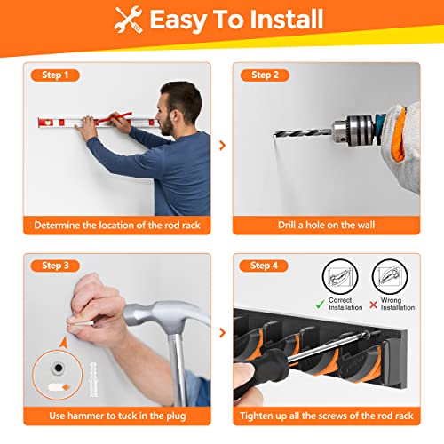 PLUSINNO V9 Vertical Fishing Rod Holders, Wall Mounted Fishing - Product Imagery