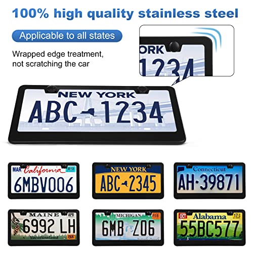 QUANQIUFEI 2 Pack License Plate Frames, Stainless Steel Car - Product Imagery