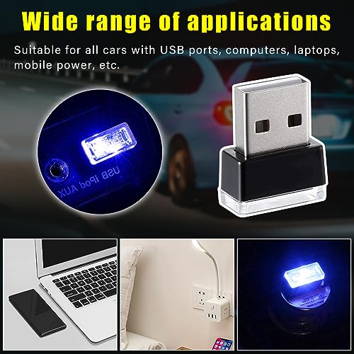 Augeny 4 PCS USB LED Car Interior Atmosphere Lamp, Plug-in USB - Product Imagery