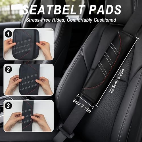 6 PCS Car Accessories Set, 14.5"-15" Leather Steering Wheel - Product Imagery