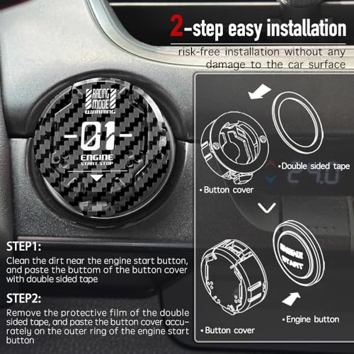 Original Push Start Button Cover, Metal Mecha Car Engine Start - Product Imagery