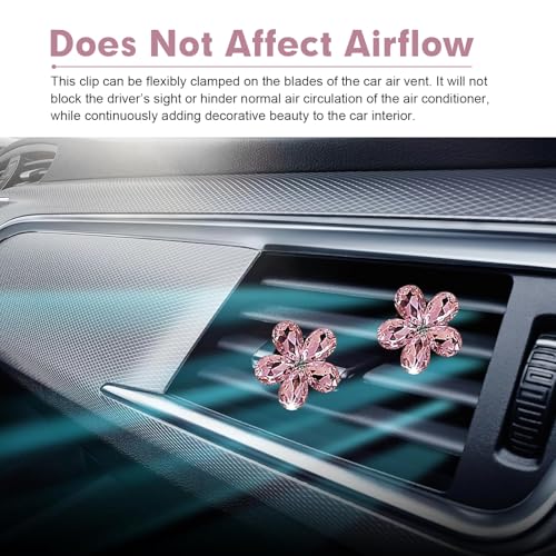 WZP 5PCS Bling Flower Car Air Vent Clips, Sparkling Crystal - Product Imagery