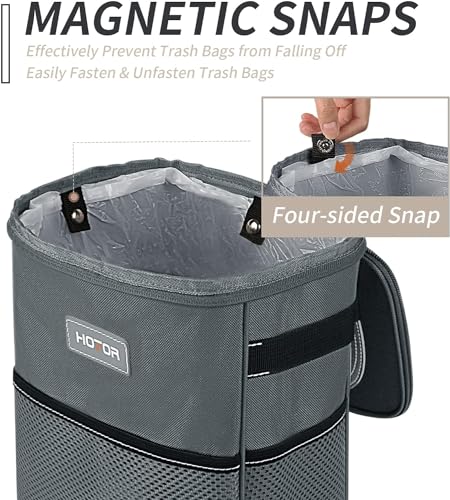 HOTOR Car Trash Can, Leakproof Car Organizer, 2-Gallon, Gray - Product Imagery