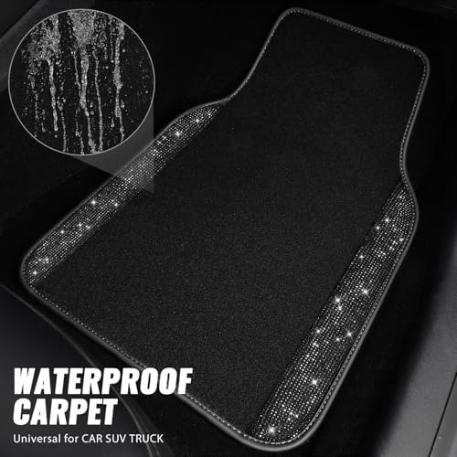 CAR PASS Bling Diamond Car Floor Mats, Sparkling Crystal Shining - Product Imagery