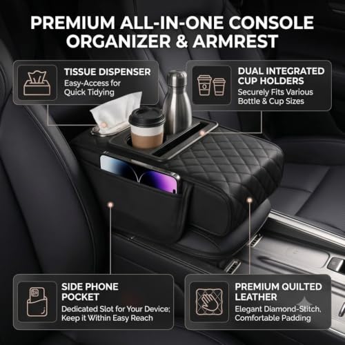 Zpana 4 in 1 Car Center Console Armrest Pillow, Memory Foam, - Product Imagery