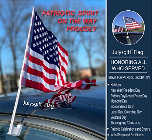 Pack of 2 US American Car Flag with Window Clip 17" x 12" - Product Imagery