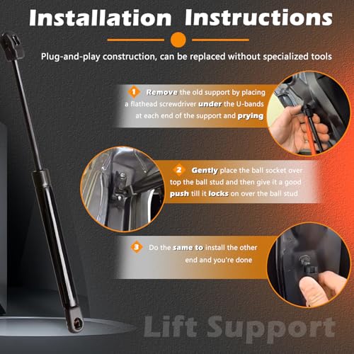 27.18 in 2 PCS Hood Lift Support Struts Gas Spring Shocks Rod - Product Imagery