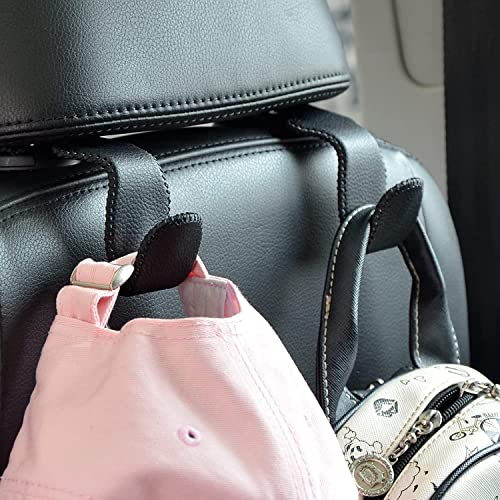 2 Pack Car Headrest Hooks, Microfiber Leather & Alloy Purse Hook - Product Imagery