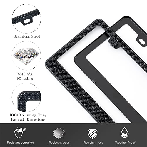 FIISFIIS Bling License Plate Frame for Women,2 Pack Premium - Product Imagery