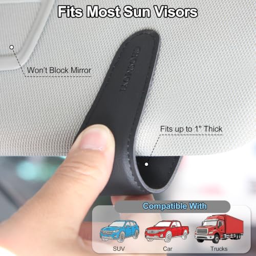 Magnetic Leather Sunglass Holder for Car, Eyeglasses Clip for - Product Imagery