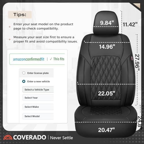 Coverado Car Seat Cover, Car Seat Covers Front Seats, Waterproof - Product Imagery