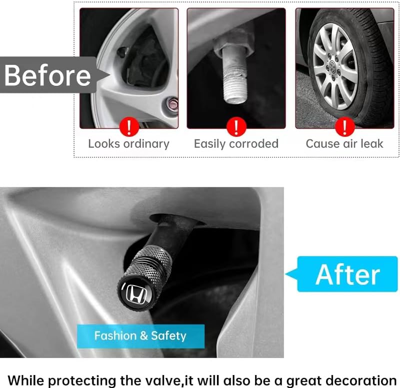 Tire Valve Stem Caps for Honda Metal Car Wheel Air caps Auto - Product Imagery