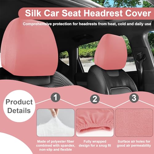 BFXM 2Pcs Car Seat Headrest Cover, Pink Flexible Car Headrest - Product Imagery