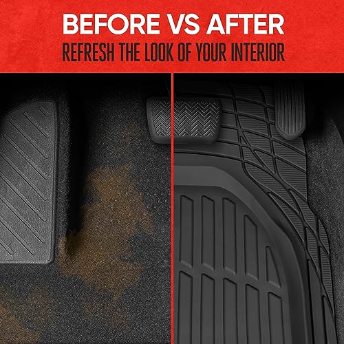 Motor Trend FlexTough Floor Mats for Cars, Black Deep Dish - Product Imagery