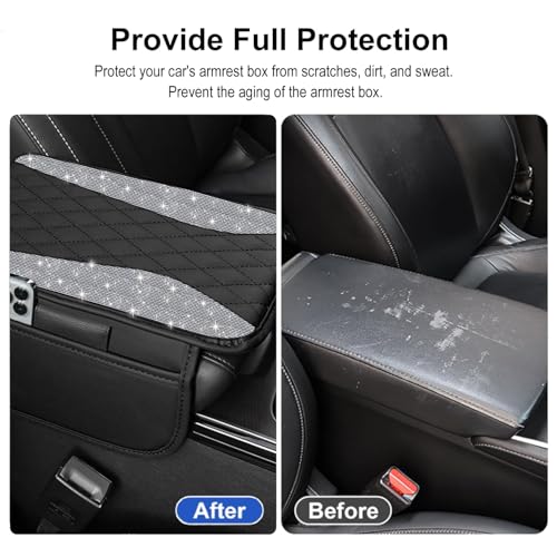 NBTEPEM Bling Car Center Console Cover, Leather Middle Console - Product Imagery
