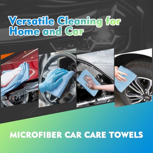 HOMEXCEL Blue Microfiber Cleaning Cloth 6 Pack 12.5 x 12.5 inch - Product Imagery