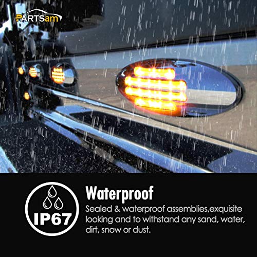 Partsam 10Pcs 6-3/5 Inch Flatline Oval Amber 18LED Side Marker - Product Imagery