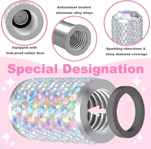 4Pcs Car Tire Valve Stem Caps Colorful Bling Car Accessories - Product Imagery