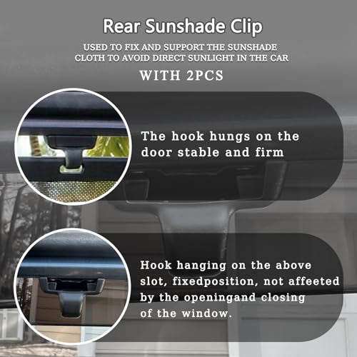 Rear Sun Shade Hook Clip with Cover Kit Black Compatible with - Product Imagery